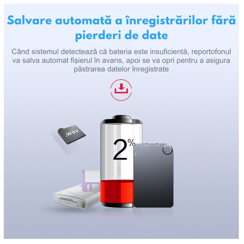 Reportofon Subțire Cu Înregistrare Vocală Automată K2 - imagine 7