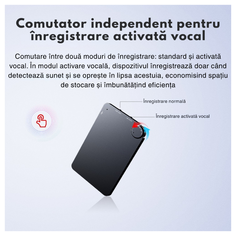 Reportofon Subțire Cu Înregistrare Vocală Automată K2 - imagine 8