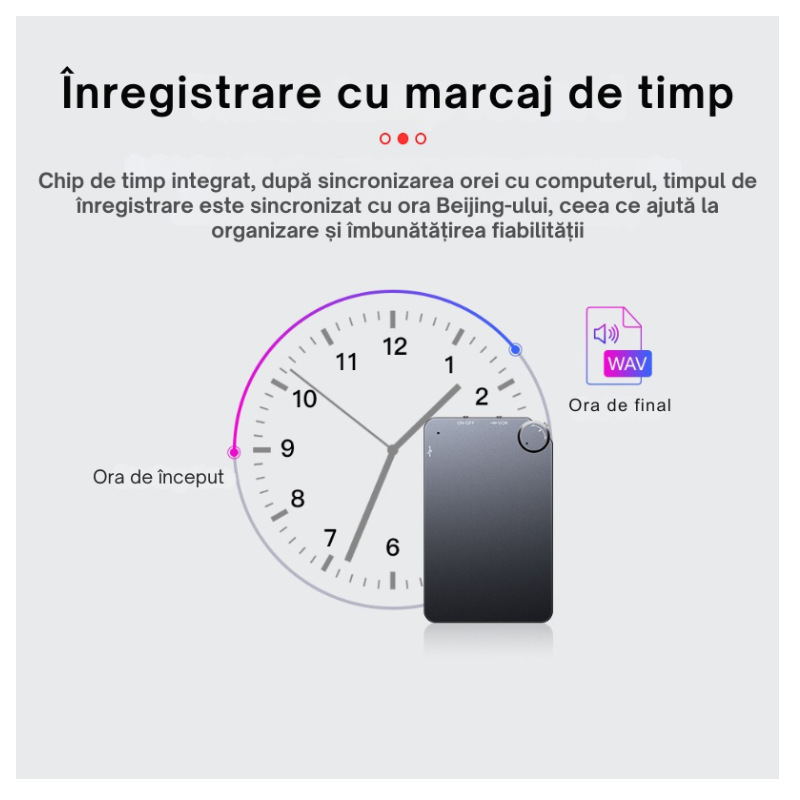 Reportofon Subțire Cu Înregistrare Vocală Automată K2 - imagine 10
