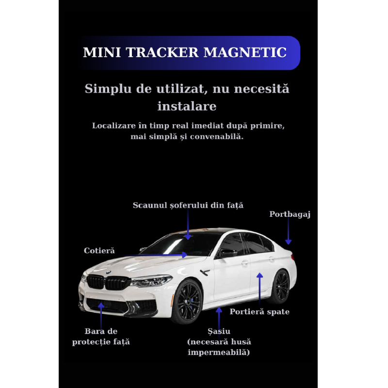 GPS Tracker Auto cu Magnet, IP67, baterie 10000mAh 4G Q16 - imagine 4