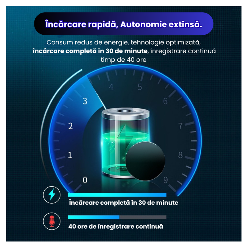 Reportofon Portabil Tip Insigna Cu Activare Vocală Q3 - imagine 7