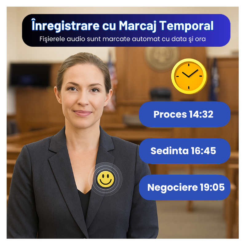Reportofon Portabil Tip Insigna Cu Activare Vocală Q3 - imagine 8