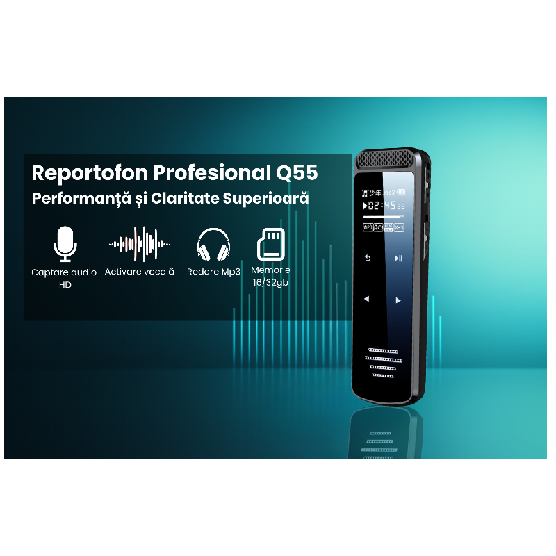Reportofon Digital Profesional Cu Microfoane Duale HD Q55 - imagine 2