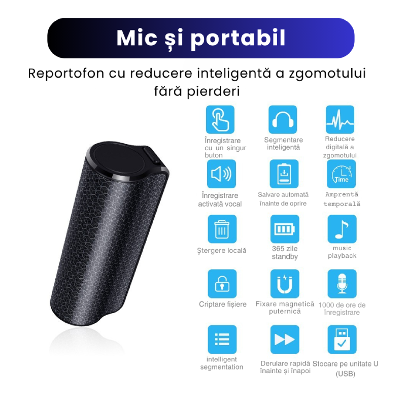 Reportofon Cu Microfon Reducere Zgomot DSP HD Q70 - imagine 10