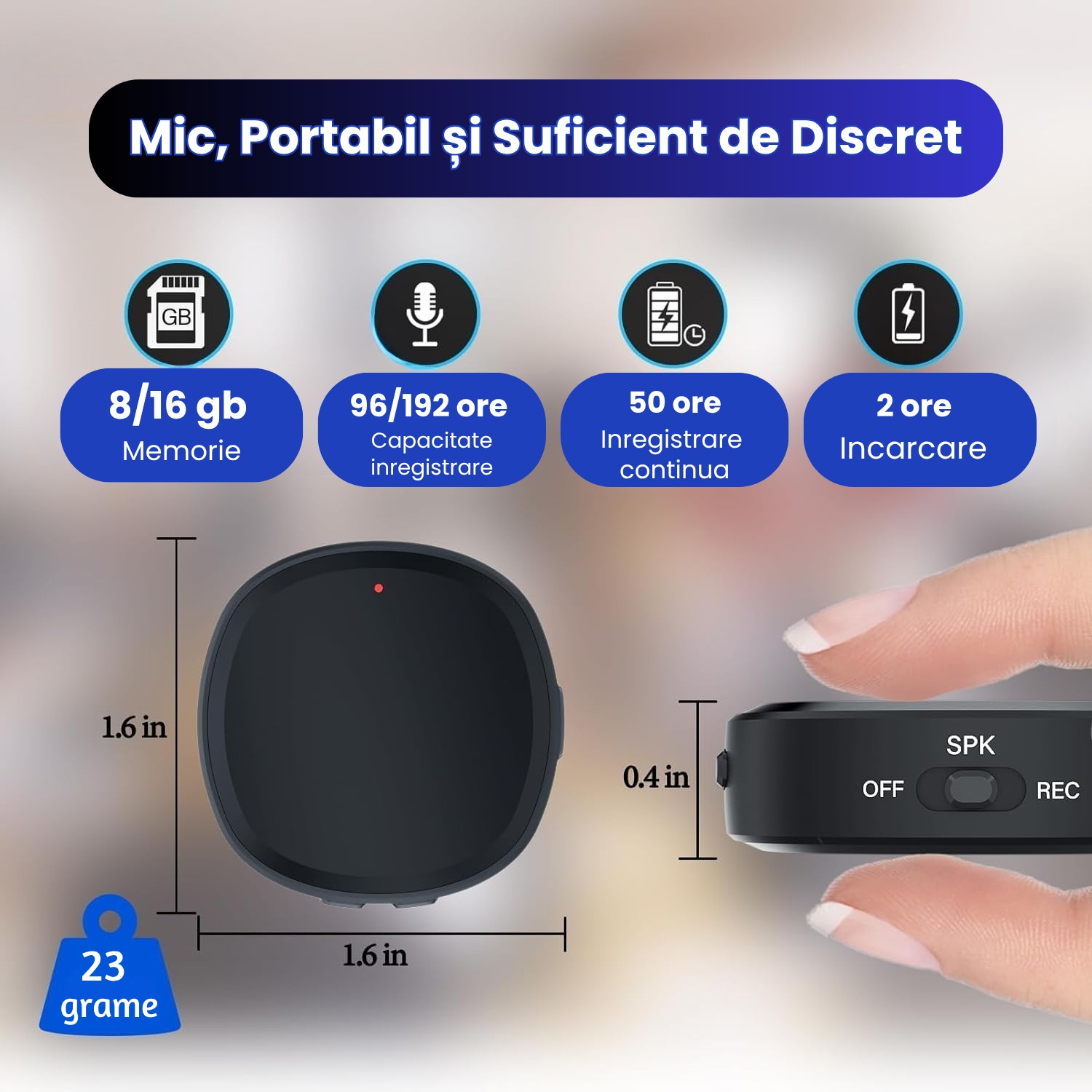 Reportofon Profesional Cu Magnet Puternic Incorporat Z13