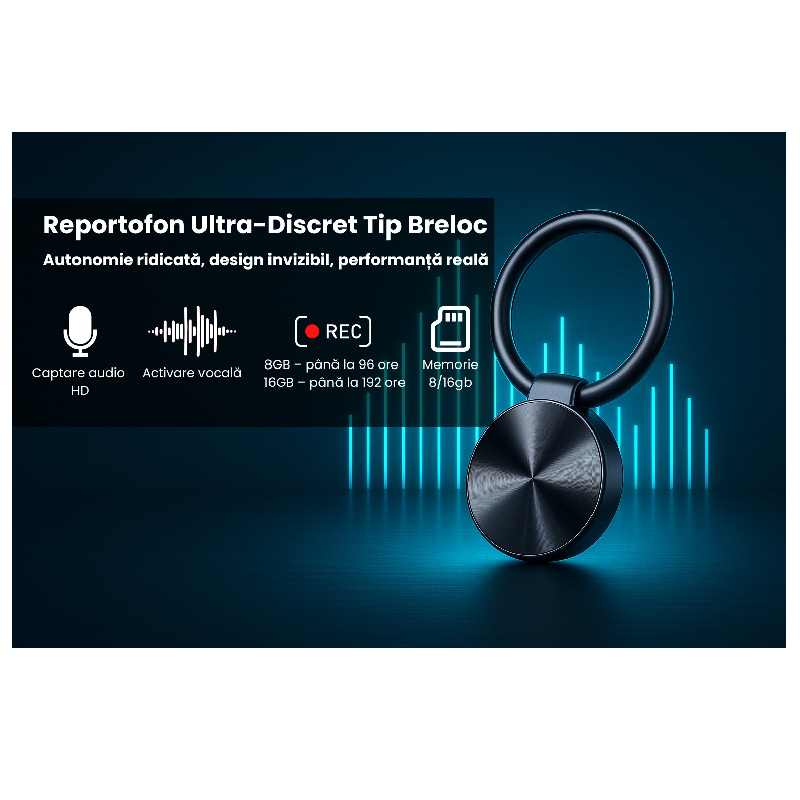Reportofon Breloc Metalic Portabil Cu Microfon Sensibil S30 - imagine 2