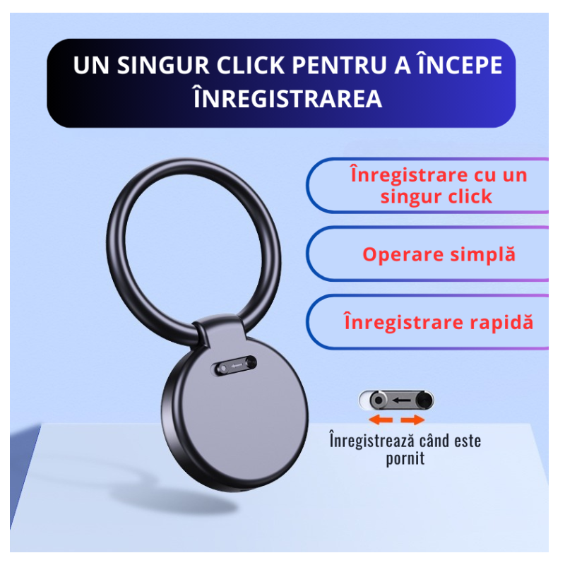 Reportofon Breloc Metalic Portabil Cu Microfon Sensibil S30 - imagine 3