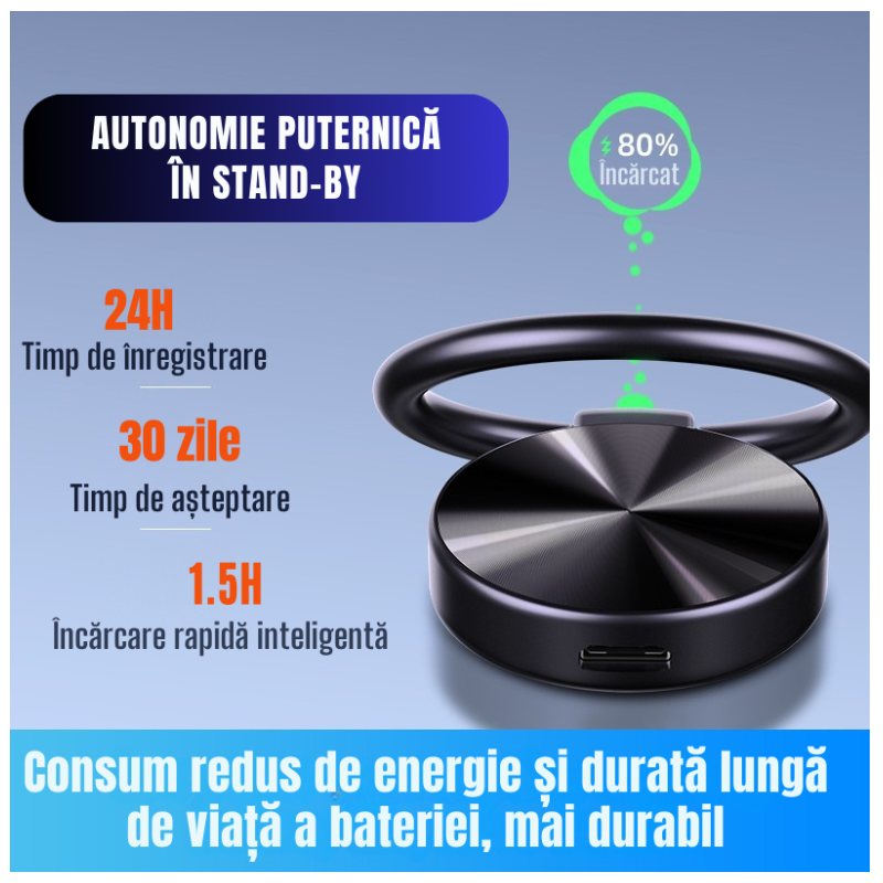 Reportofon Breloc Metalic Portabil Cu Microfon Sensibil S30 - imagine 6