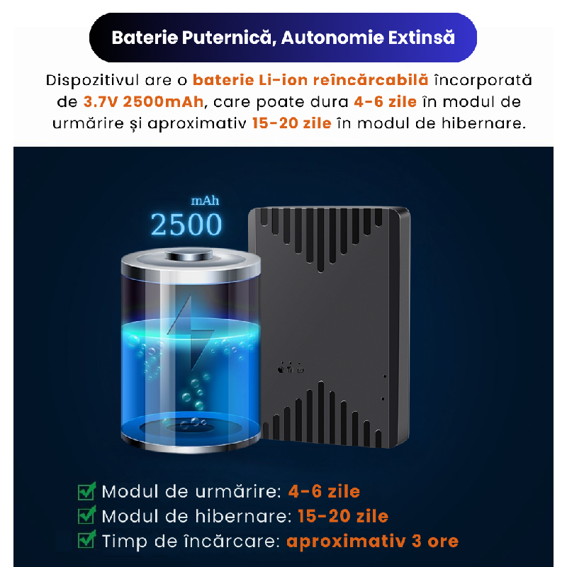 GPS Tracker Mic Profesional Cu Magnet Baterie 2500mAh ML300G - imagine 6