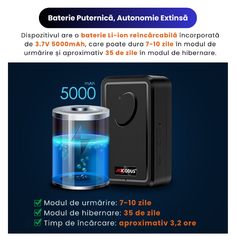 GPS Tracker Auto Cu Magnet Puternic, Baterie 5000mAh ML500G - imagine 11