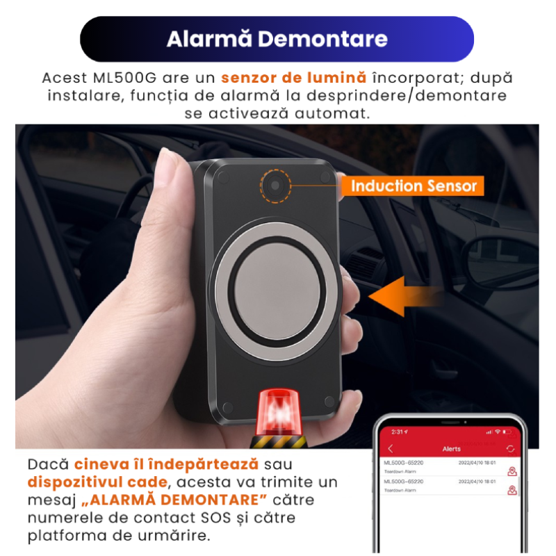 GPS Tracker Auto Cu Magnet Puternic, Baterie 5000mAh ML500G - imagine 12