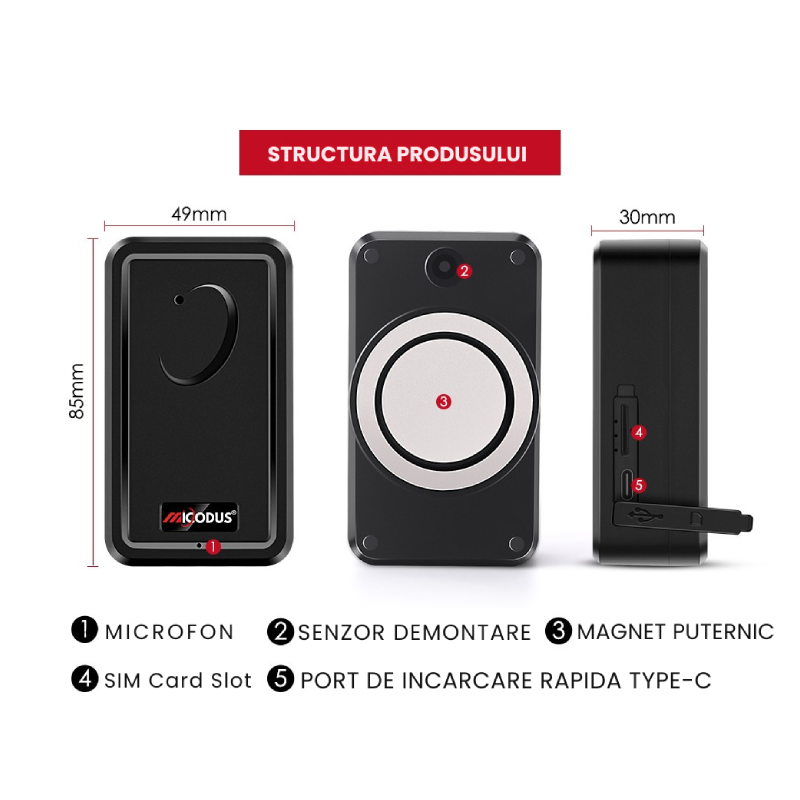 GPS Tracker Auto Cu Magnet Puternic, Baterie 5000mAh ML500G - imagine 15