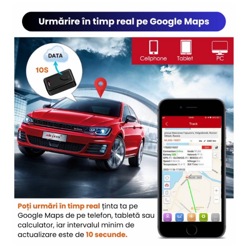 GPS Tracker Auto Cu Magnet Puternic, Baterie 5000mAh ML500G - imagine 4