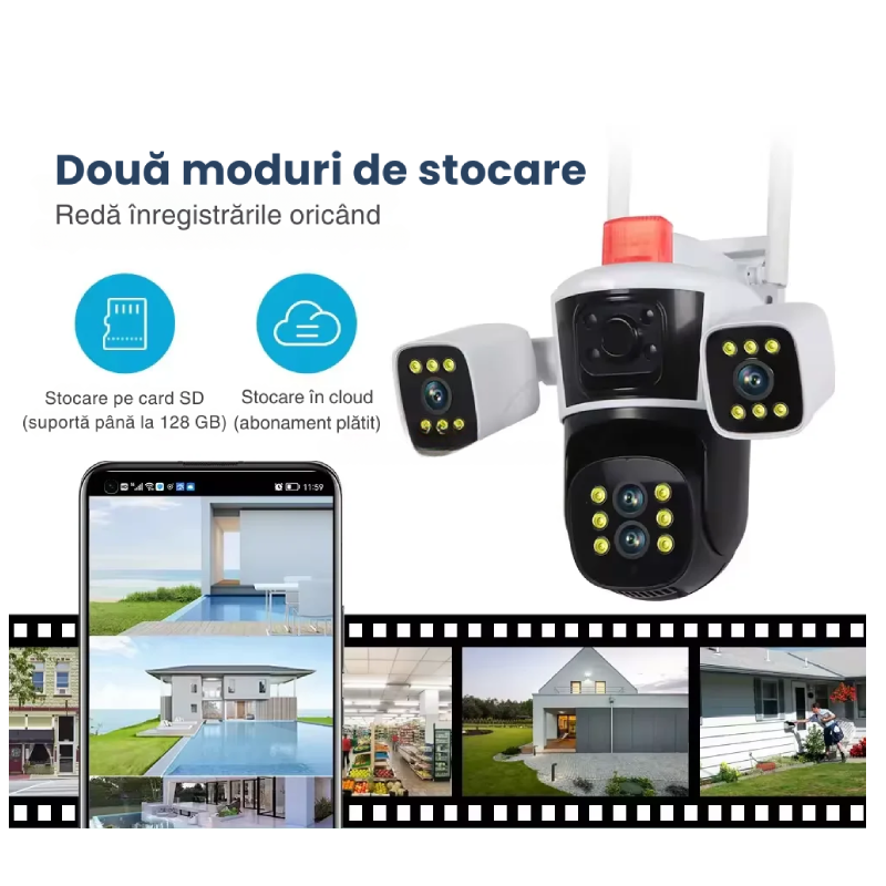 Cameră De Supraveghere Triplă 849S, Zoom 10X, Night Vision - imagine 12