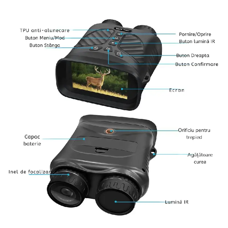 Binoclu Digital Night Vision DT39 Negru Zoom 10x 40MP IPS 3" - imagine 9