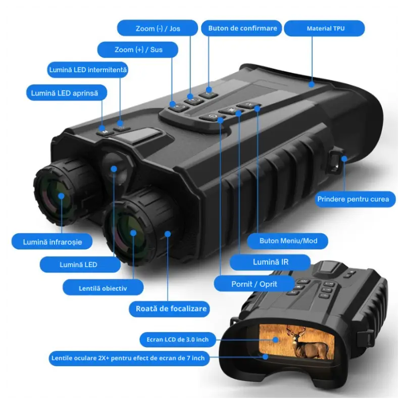 Binoclu Digital Night Vision DT49 Negru Zoom 8x 15 MP LCD 3" - imagine 12