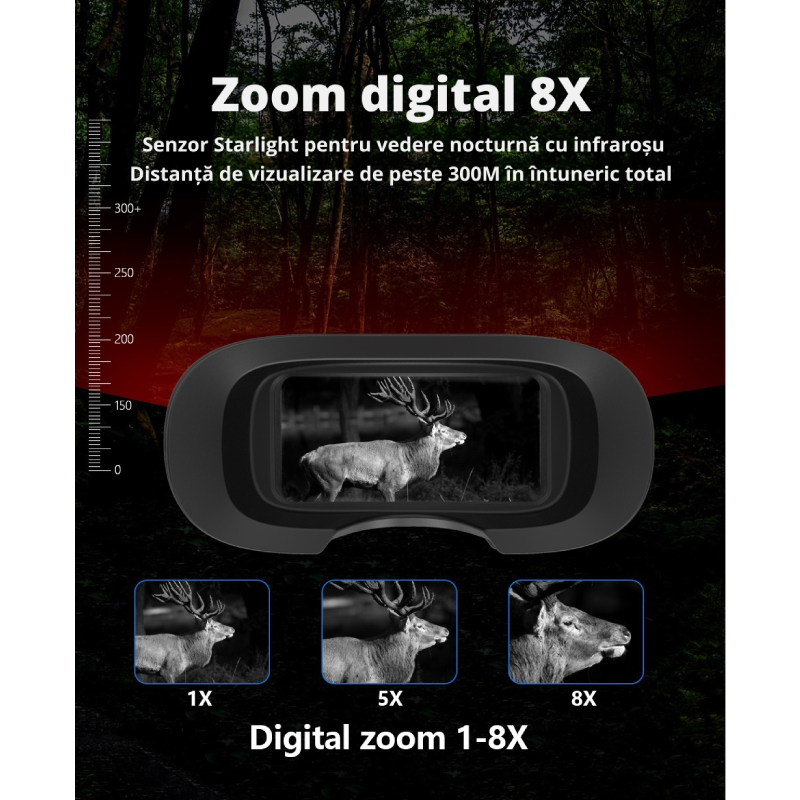 Binoclu Digital Night Vision DT49 Verde Zoom 8x 15 MP LCD 3" - imagine 5