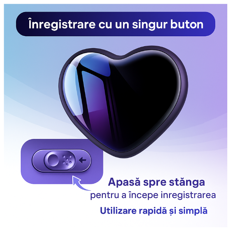 Mini Reportofon Tip Medalion Inimă Cu Memorie Interna Q66 - imagine 3
