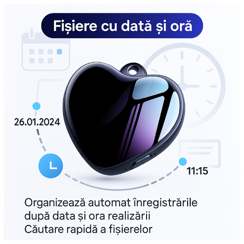 Mini Reportofon Tip Medalion Inimă Cu Memorie Interna Q66 - imagine 8