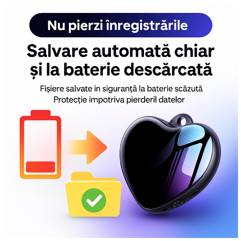 Mini Reportofon Tip Medalion Inimă Cu Memorie Interna Q66 - imagine 9