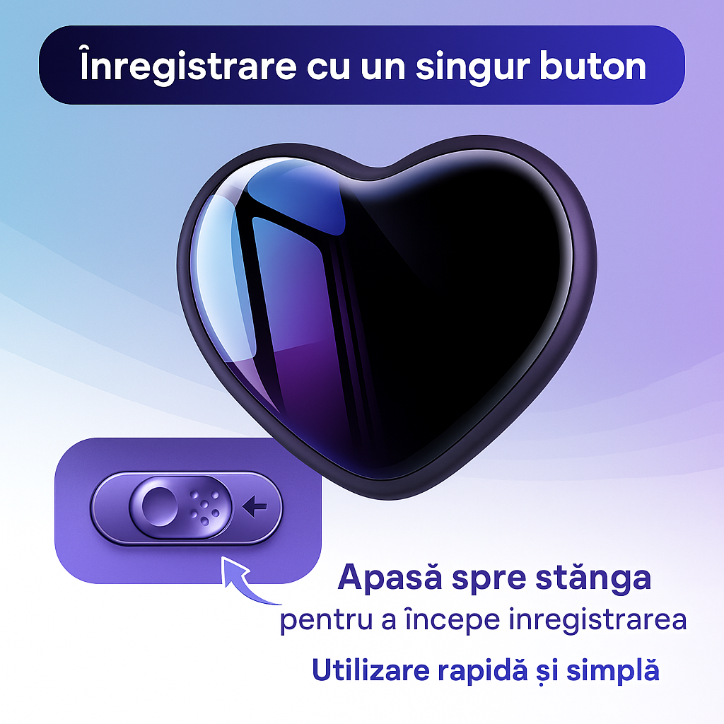 Reportofon Cu Activare Vocala, Medalion Inimă, Q66, 8GB