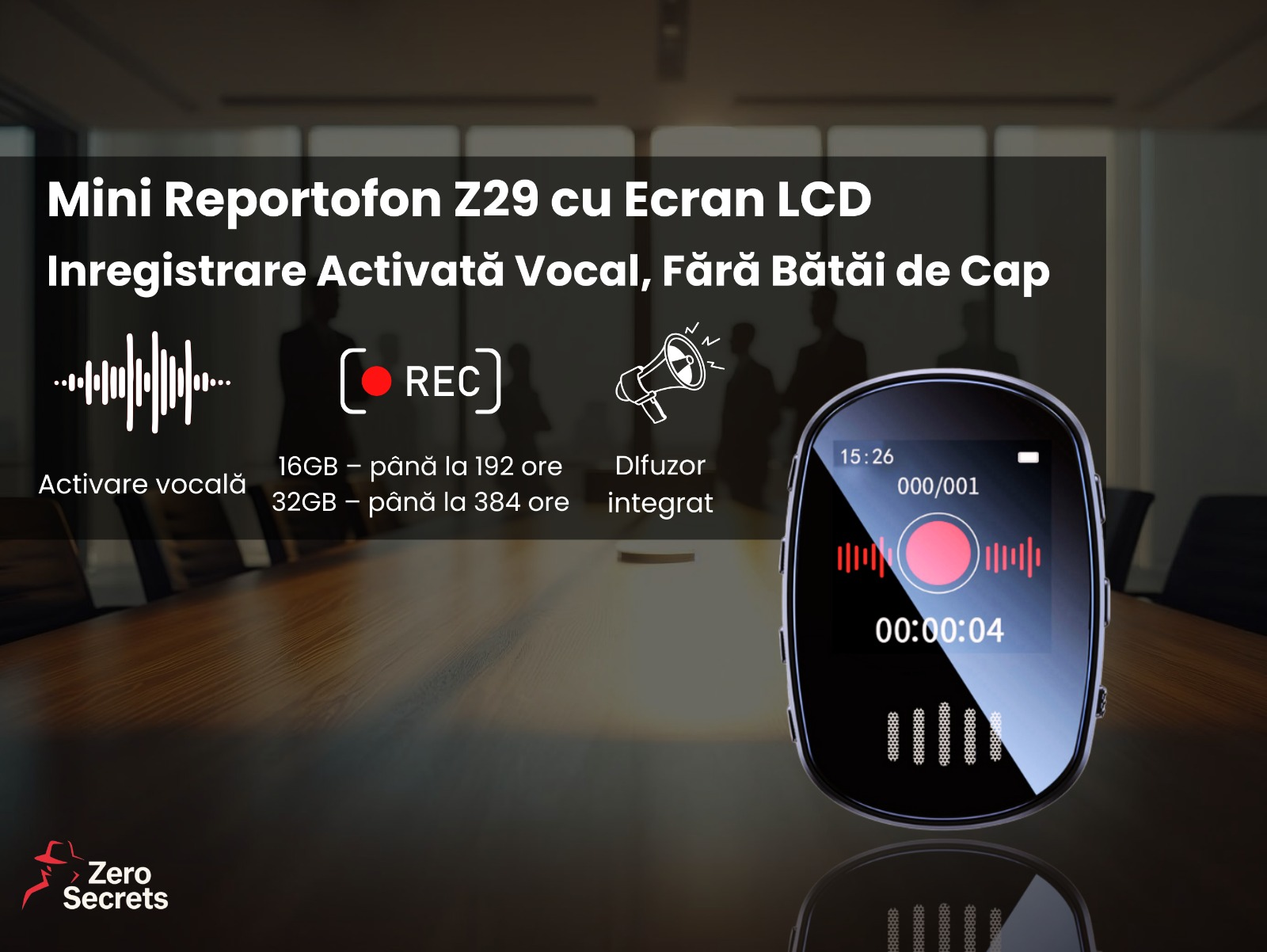 Mini Reportofon Z29 Cu Ecran LCD, Inregistrare Vocală