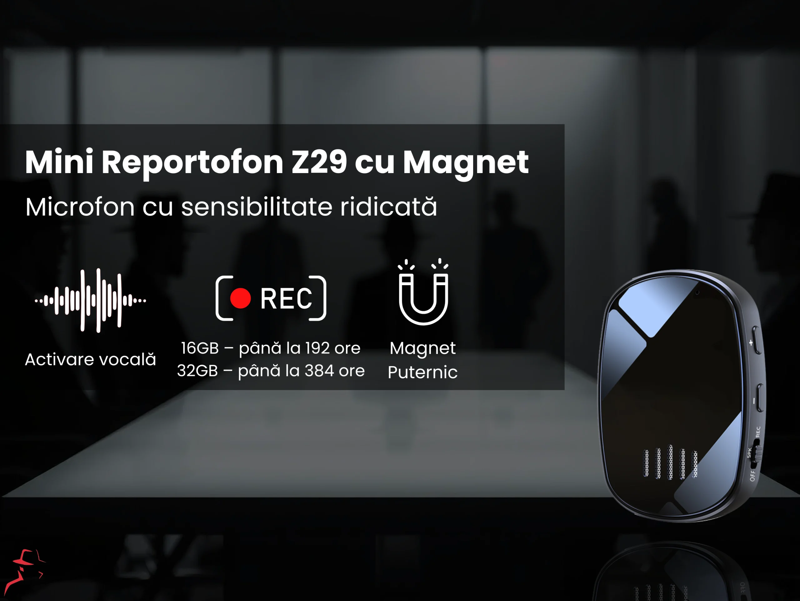 Mini Reportofon Z29, Magnet, Activare Vocală, Transfer OTG