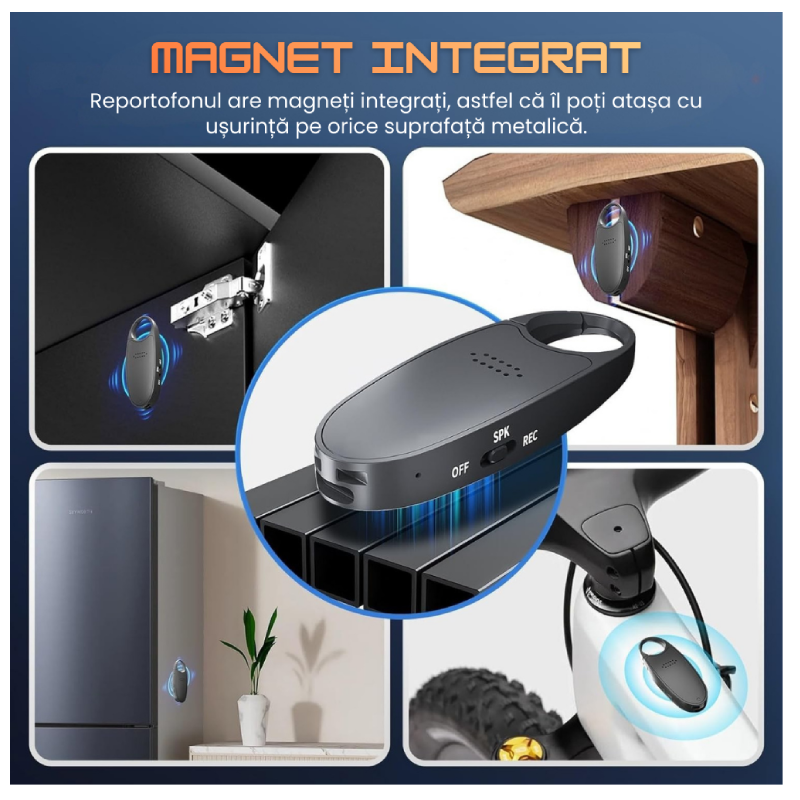 Mini Reportofon Z16 Cu Activare Vocală și Magnet Integrat - imagine 3