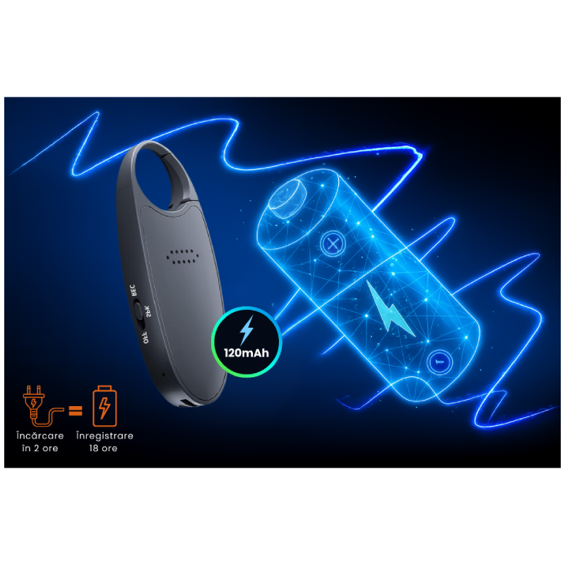 Mini Reportofon Z16 Cu Activare Vocală și Magnet Integrat - imagine 6