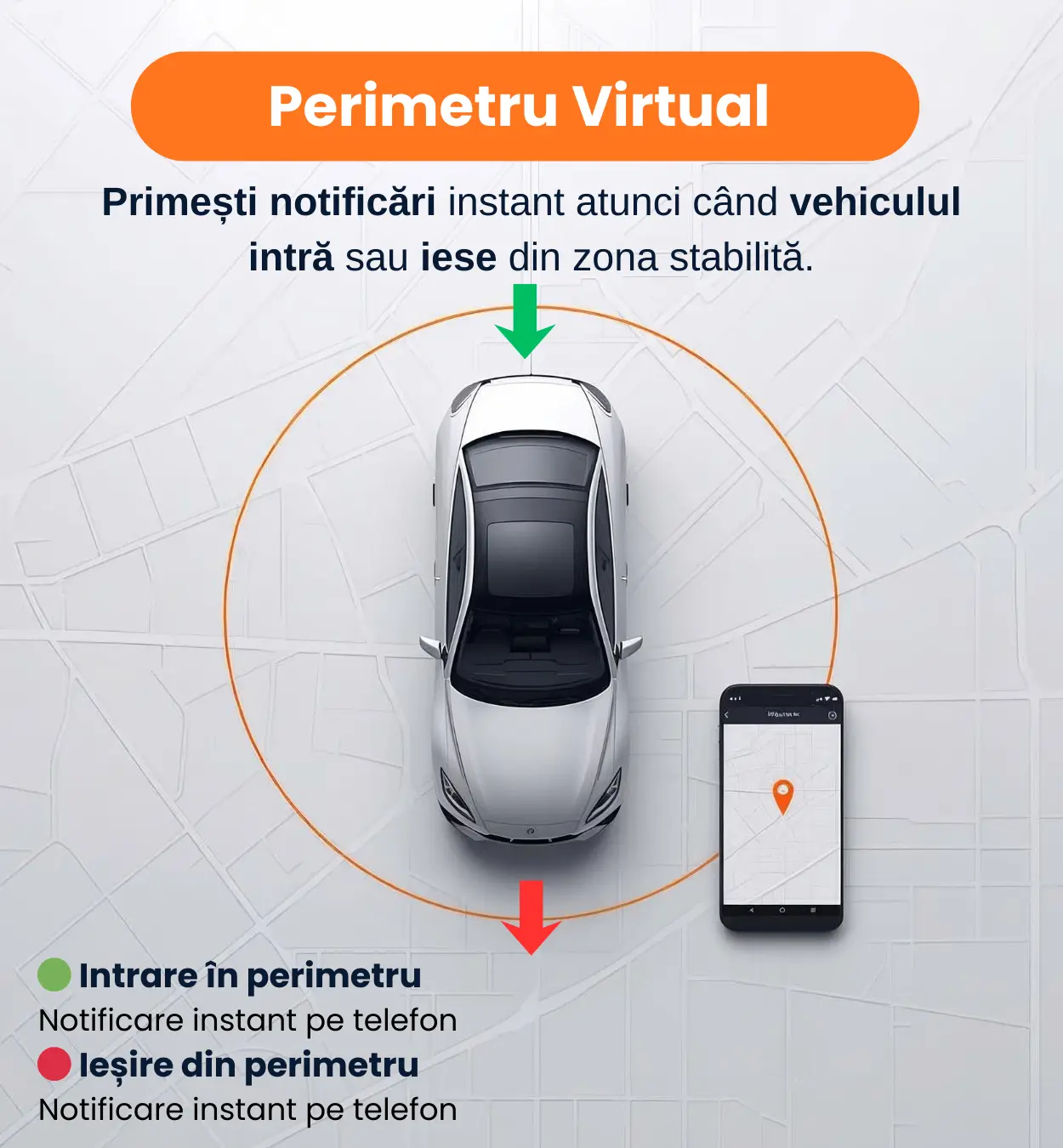 Perimetru virtual GPS cu notificari instant pe telefon
